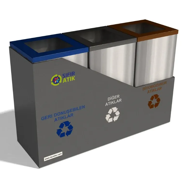 3 lü Geri Dönüşüm Çöp Kovası -GDK-3033