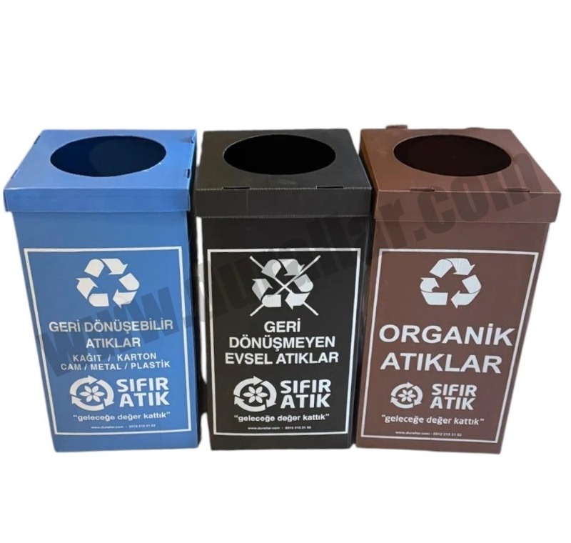 3 lü PP Geri Dönüşüm Kutusu -PP Atık Kolisi