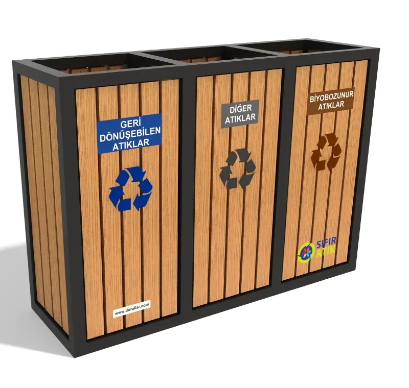 3 lü Sıfır Atık Geri Dönüşüm Kovası -GDK-3080