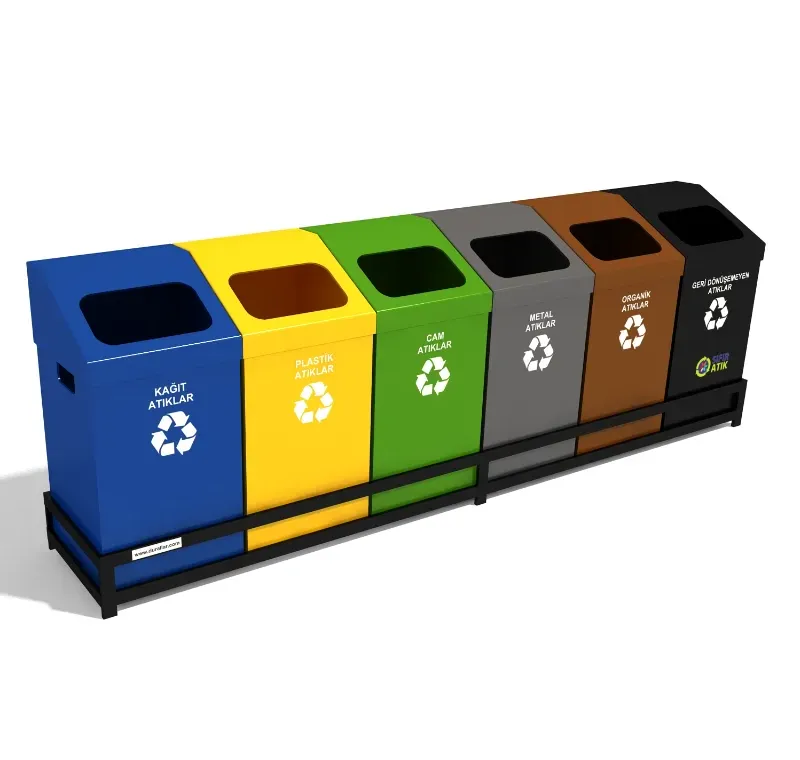 6 lı Geri Dönüşüm Çöp Kovaları -GDK-6027